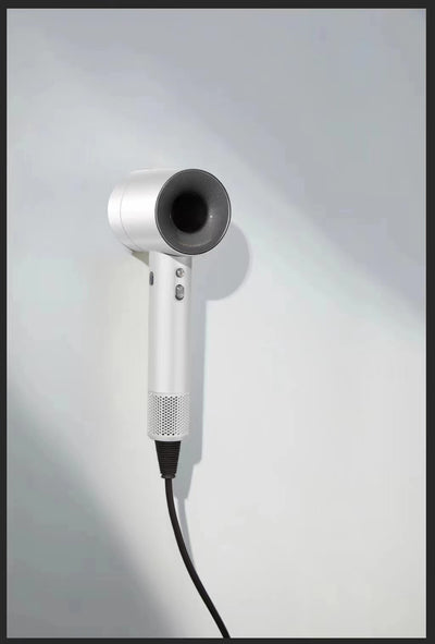 Modern matte blue handheld hair dryer with gold nozzle accent and perforated air intake, featuring control buttons. - Image 4
