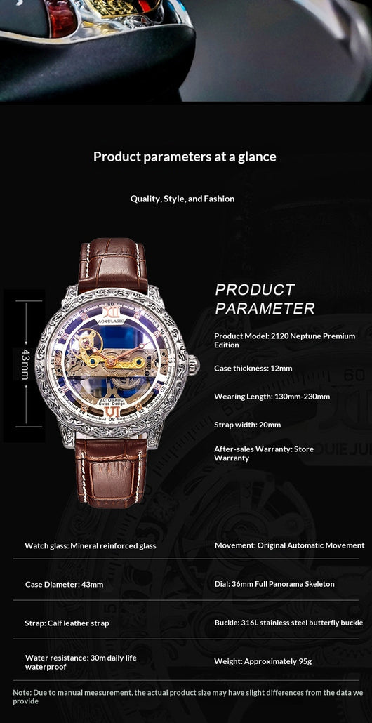 Reloj Mecánico Automático para Hombre con Cristal Doble y Resistencia al Agua - Image 13