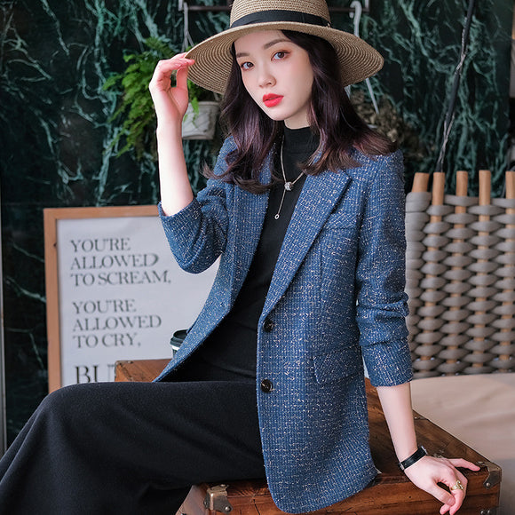 Blazer Feminino Xadrez em Lã Premium