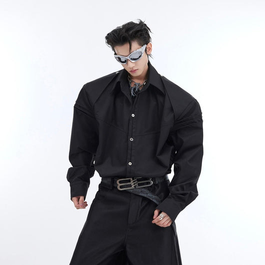 Camisa Acolchada con Diseño de Pliegues Tridimensionales para Hombre