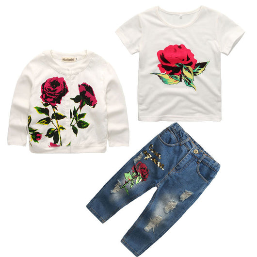 Traje de Tres Piezas para Niños con Chaqueta Larga y Jeans Lentejuelados - Image 12