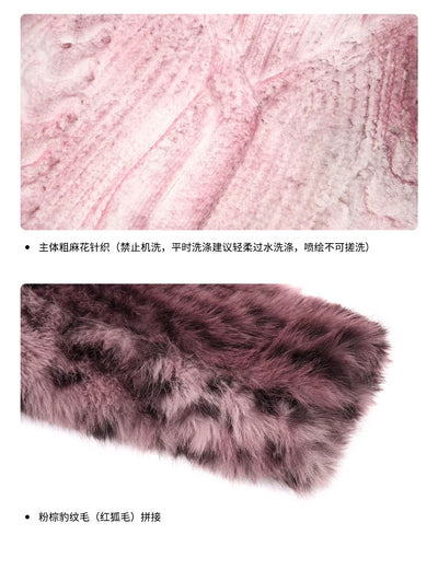 Suéter Cuello Alto Estampado Leopardo con Paneles de Pelaje Lujo para Hombre - Image 11