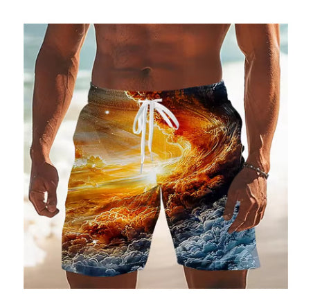 Shorts de Baño Casuales con Estampado Oceánico para Hombre - Image 9