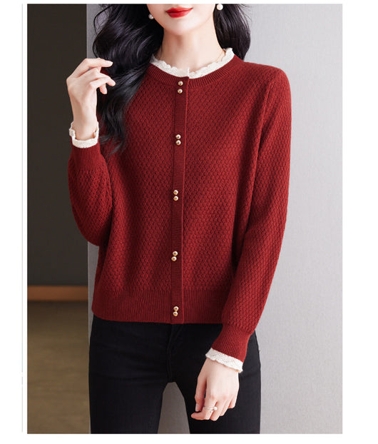 Suéter Elegante con Encaje y Combinación de Texturas - Image 17