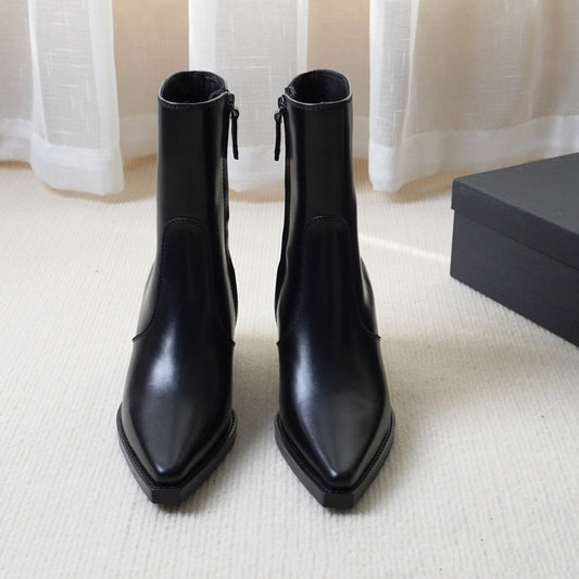 Botas Martin de Cuero Genuino con Tacón Grueso para Otoño e Invierno - Image 2