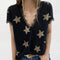 Blusa Estampada con Escote en V y Detalles de Encaje