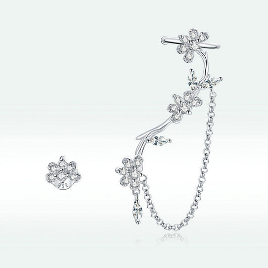 Aretes de Plata Esterlina S925 con Flor de Circonia Cúbica - Image 12