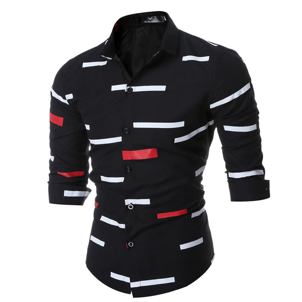 Camisa Estampada Geométrica Primavera para Hombre - Diseño Moderno