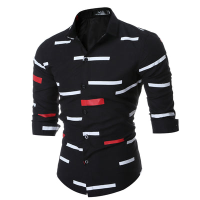 Camisa Estampada Geométrica Primavera para Hombre - Diseño Moderno - Image 2