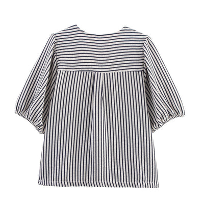 Blusa Rayada con Moño - Manga Corta Versátil para Verano - Image 2