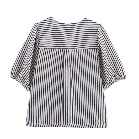 Blusa Rayada con Moño - Manga Corta Versátil para Verano - Image 2