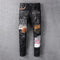 Jeans Slim Fit Elásticos con Parches Bordados de Marca Premium