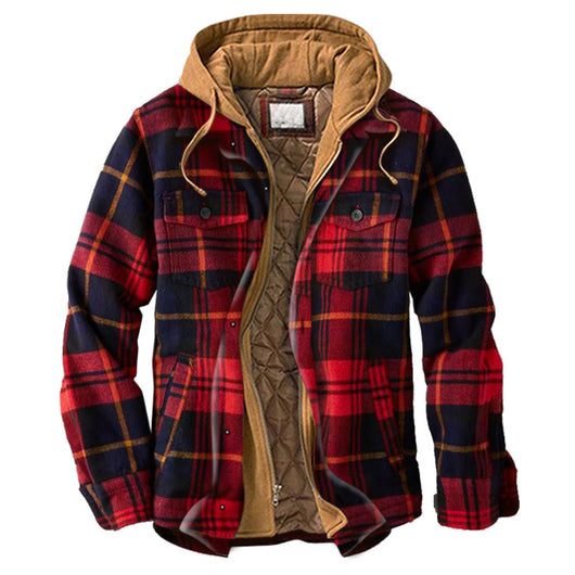 Camisa Abrigo de Cuadros Gruesa con Capucha - Image 2