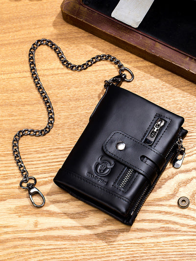 Billetera Retro de Cuero Genuino Bifold Compacta con Doble Cierre - Image 3