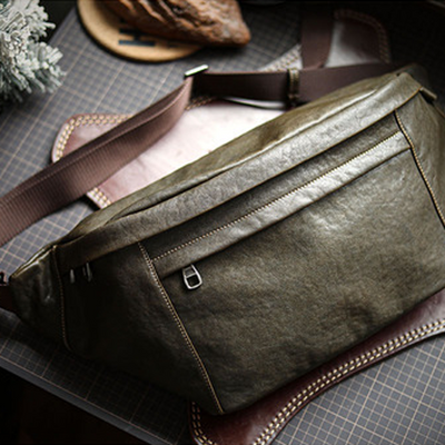 Bolsa Mensajero de Cuero Vacuno Vintage Gran Capacidad para Hombre - Image 9