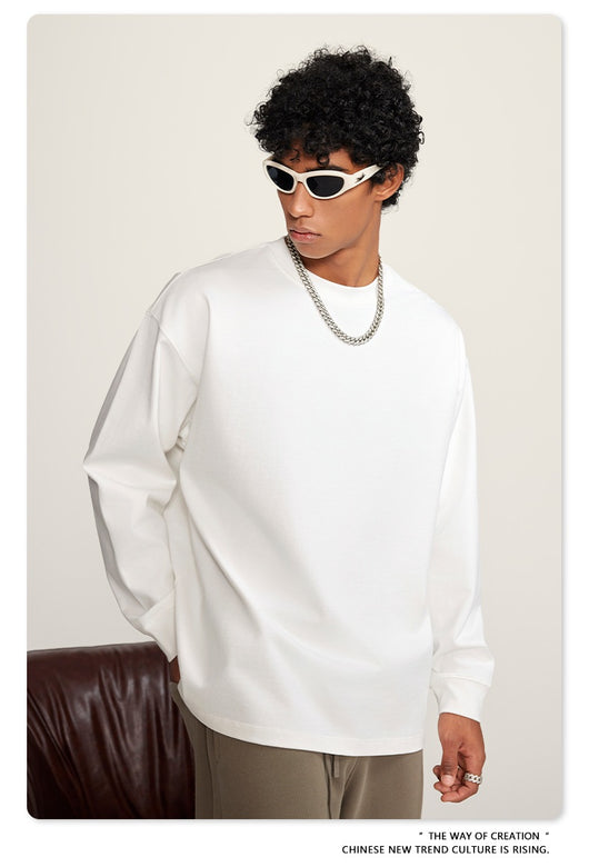 Camiseta Manga Larga Oversize para Hombre - Algodón Puro Otoño Invierno - Image 36