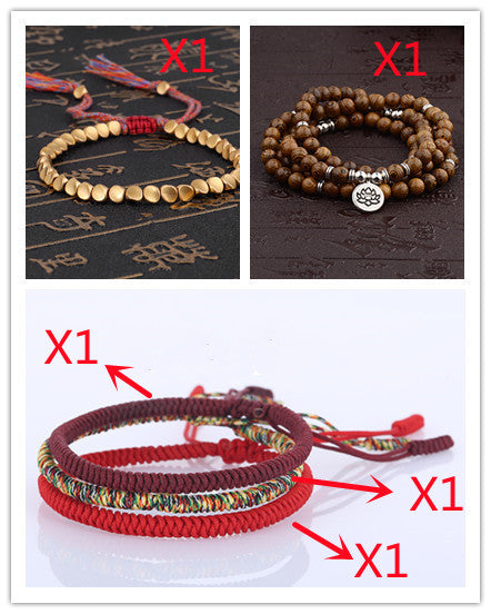 Pulsera Tibetana Budista Trenzada con Cuentas de Cobre - Brazalete de Cuerda de la Suerte - Image 13