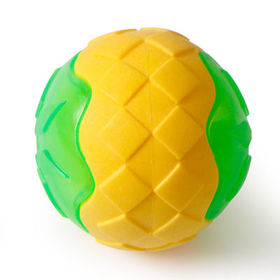 Yellow and green textured dog toy ball made from TPR, designed for chewing and interactive play. - Image 5