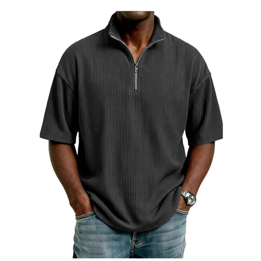 Playera Suelta de Tejido Waffle para Hombre - Comodidad de Verano - Image 4