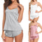 Pijama Camiseta y Short con Encaje Escote V para Mujer - Colección Verano