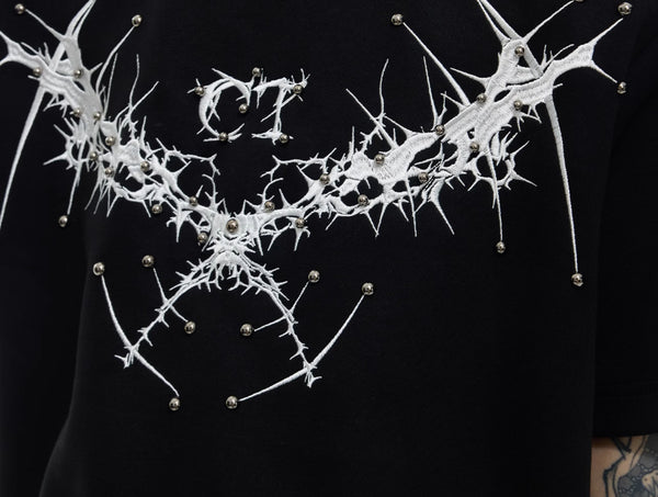 Blusa Suelta con Hombros Acolchados y Cuello Redondo