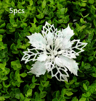 Flores Navideñas Artificiales con Brillo - Adornos para Árbol de Navidad y Decoración del Hogar - Image 49