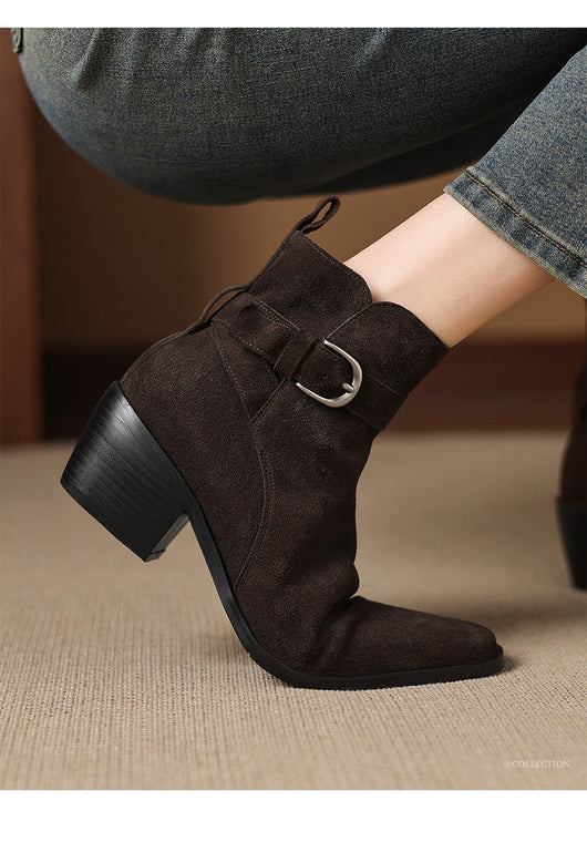 Botas de Ante con Tacón Grueso y Forro Polar para Otoño-Invierno - Image 10