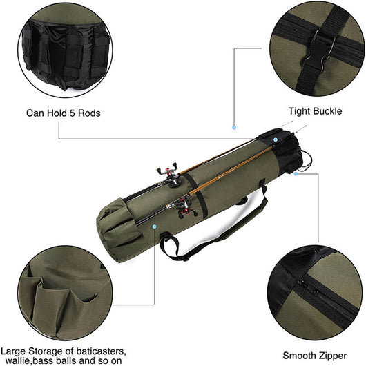 Bolsa Cilíndrica Multifuncional para Caña de Pescar y Equipo de Pesca - Image 10