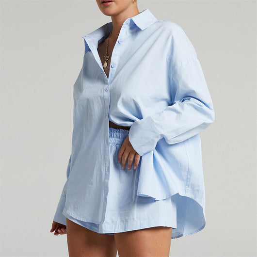 Camisa Clásica de Manga Larga con Solapa y Shorts a Juego - Image 9