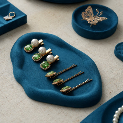 Bandeja Exhibidora de Terciopelo Azul Pavo Real para Joyería - Image 29