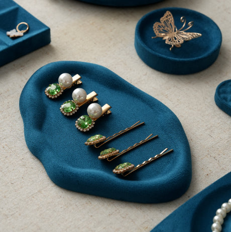 Bandeja Exhibidora de Terciopelo Azul Pavo Real para Joyería - Image 29