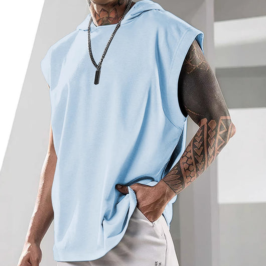 Chaleco Deportivo Holgado sin Mangas con Capucha para Hombre