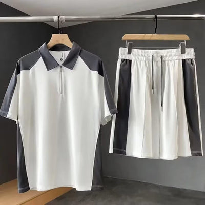 Conjunto de Verano para Hombre: Camiseta Manga Corta con Costuras Contrastantes + Shorts Casuales - Image 12