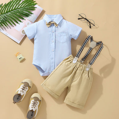 Conjunto de Verano para Niños con Tirantes - Shorts Estilo Caballero - Image 3