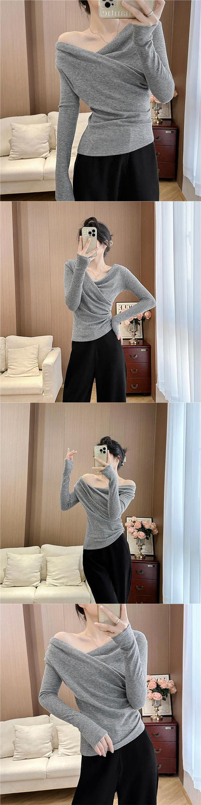 Blusa Térmica Asimétrica con Hombro Descubierto y Forro Polar - Image 14