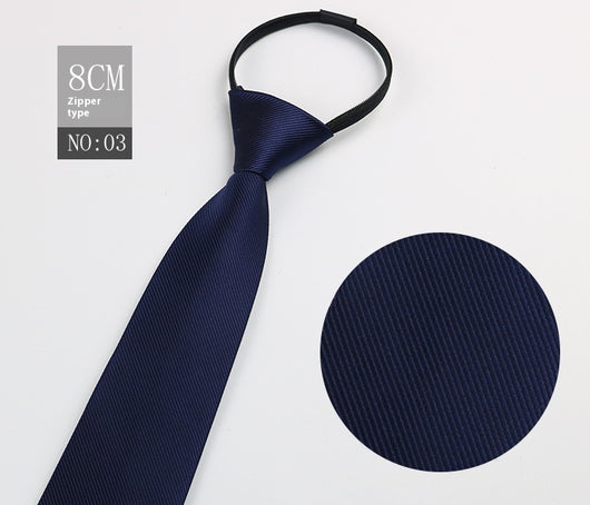 Corbata Negra Rayada Azul con Cierre Rápido - Corbata Ejecutiva Lazy Zip - Image 4