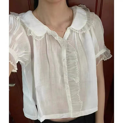Blusa Vintage Francesa de Ramio Puro con Transparencia Sutil - Image 13
