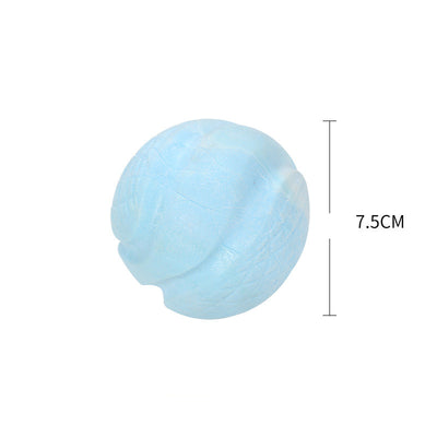 Light blue textured TPR foam dog toy ball, 7.5cm in diameter, for pet play and chewing. - Image 9