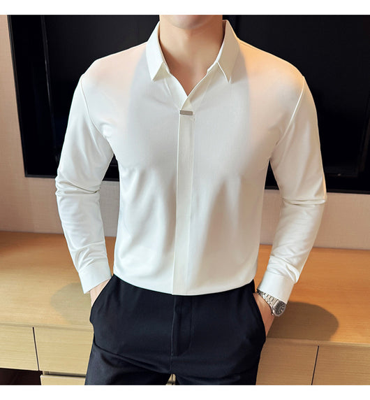 Camisa Manga Larga Cuello V sin Planchado - Image 13