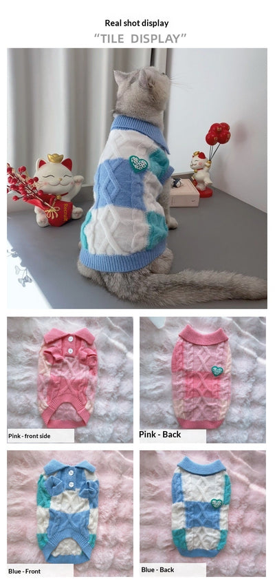 Cardigan con Cuello Polo a Cuadros para Mascotas Pequeñas y Medianas - Image 10