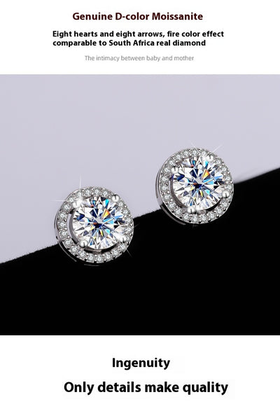 Aretes de Plata Esterlina S925 con Moissanita Redonda Genuina - Diseño Simple y Elegante - Image 12