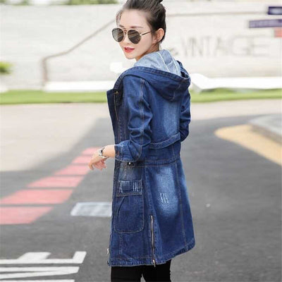Chaqueta Denim Hoodie de Manga Larga para Mujer - Image 2