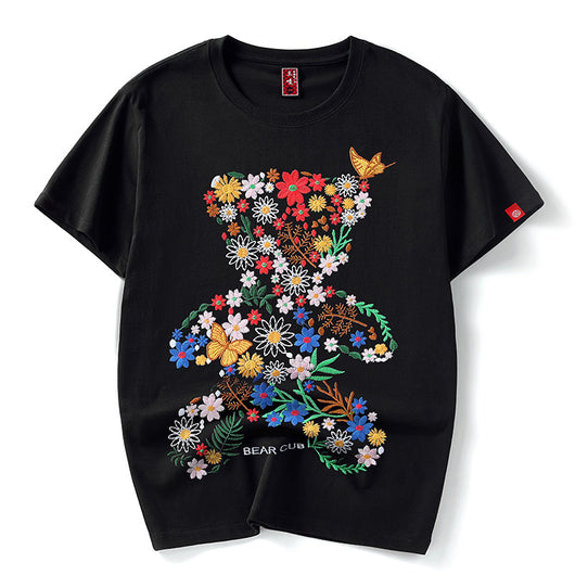 Playera de Pareja Estampado Oso Marino Algodón Manga Corta Suelta - Image 3
