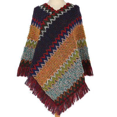 Poncho Étnico Multicolor Cálido para Otoño e Invierno - Image 13