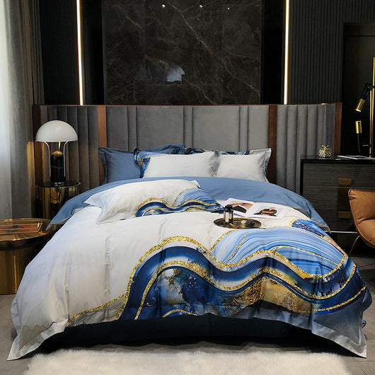 Juego de Cama Algodón Estampado Diseño Abstracto de 4 Piezas - Image 9