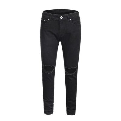 Jeans Slim Fit Azul con Corte en Rodilla y Diseño Spray Pintado - Image 16