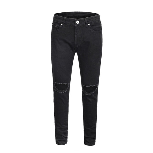 Jeans Slim Fit Azul con Corte en Rodilla y Diseño Spray Pintado - Image 16