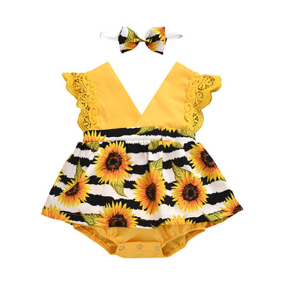 Enterizo de Verano para Bebé Niña con Encaje y Girasol - Image 8