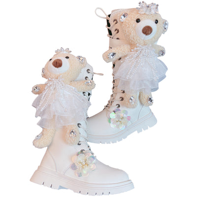 Botas de Cuero con Diseño de Osito para Niñas - Image 5