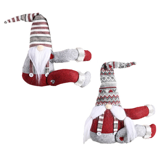 Christmas gnome curtain buckle with a red and white patterned hat, gray body, and long white beard. - Image 14
